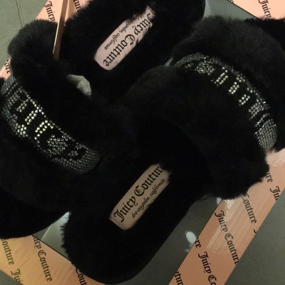 💎🖤💎Juicy couture Black Rhinestone slippers🖤💎 - Picture 6 of 9